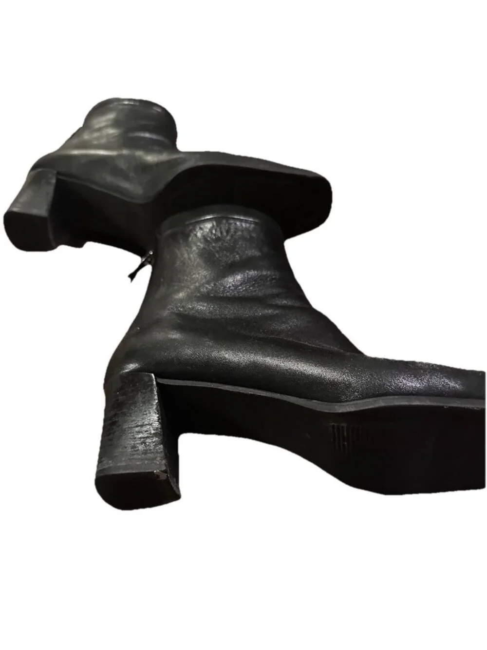 Stuart Weitzman Black Soft Calf Leather Ankle Booties Back Zip Size 8